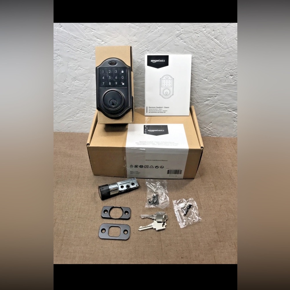 *See Description New Amazon Basics Electronic Deadbolt Classic Oil Rubbed Bronze